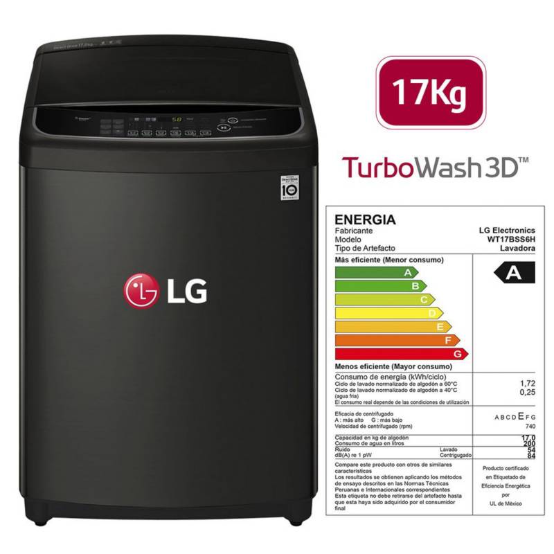 ¿Cuál es la capacidad de la lavadora LG de 17 kg?